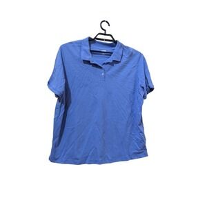 Lands End Womens Polo Shirt 2X Blue Short Sleeve Lightweight Cotton Blend Casual